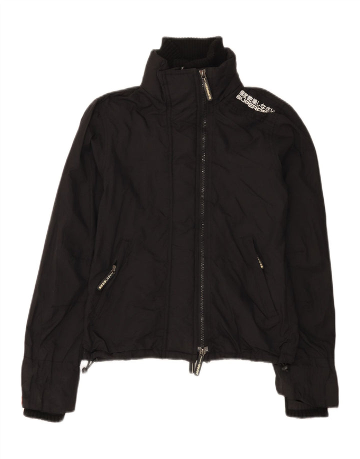 Superdry Γυναικείο γραφικό μπουφάν βροχής UK 6 XS μαύρο νάιλον