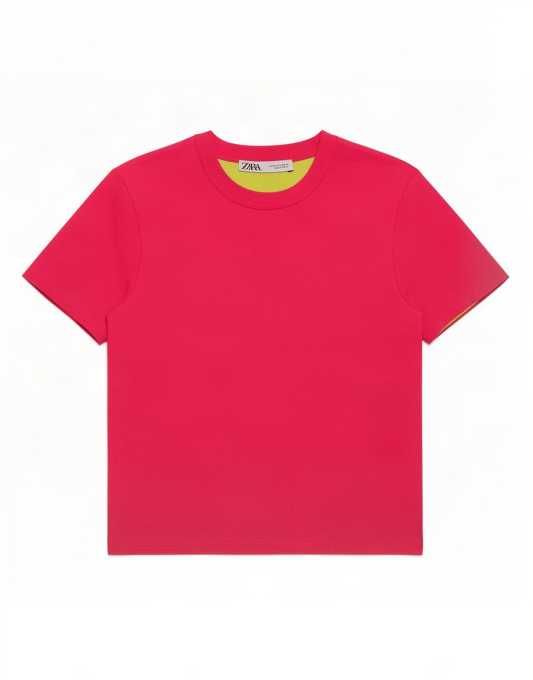 Zara Γυναικείο T-Shirt Crop Top UK 12 Medium Pink Polyester