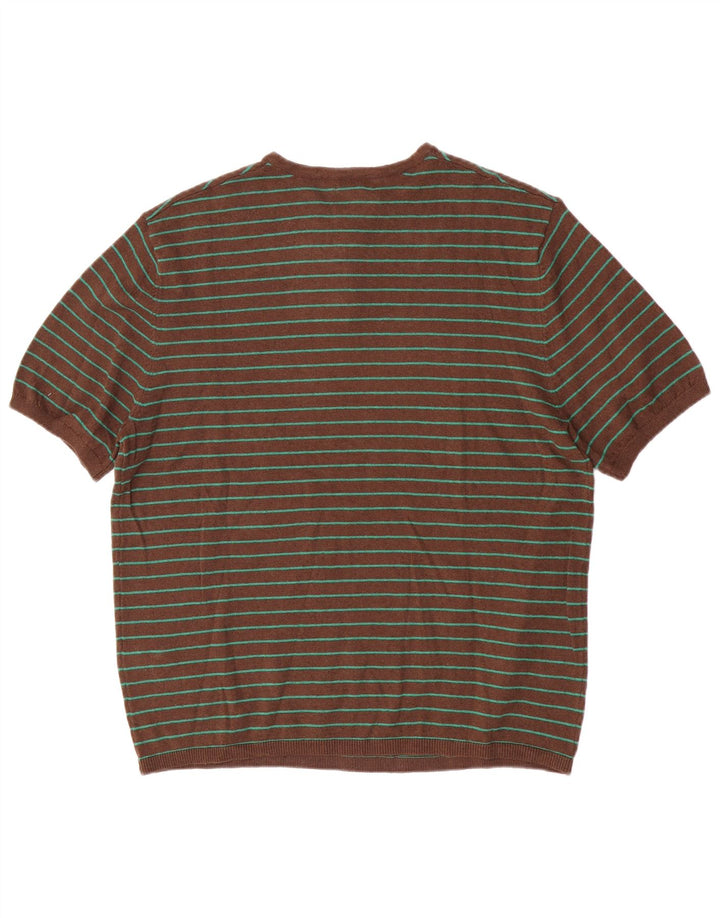 Zara Ανδρικό T-Shirt Top Βαμβακερό μεσαίο καφέ ριγέ