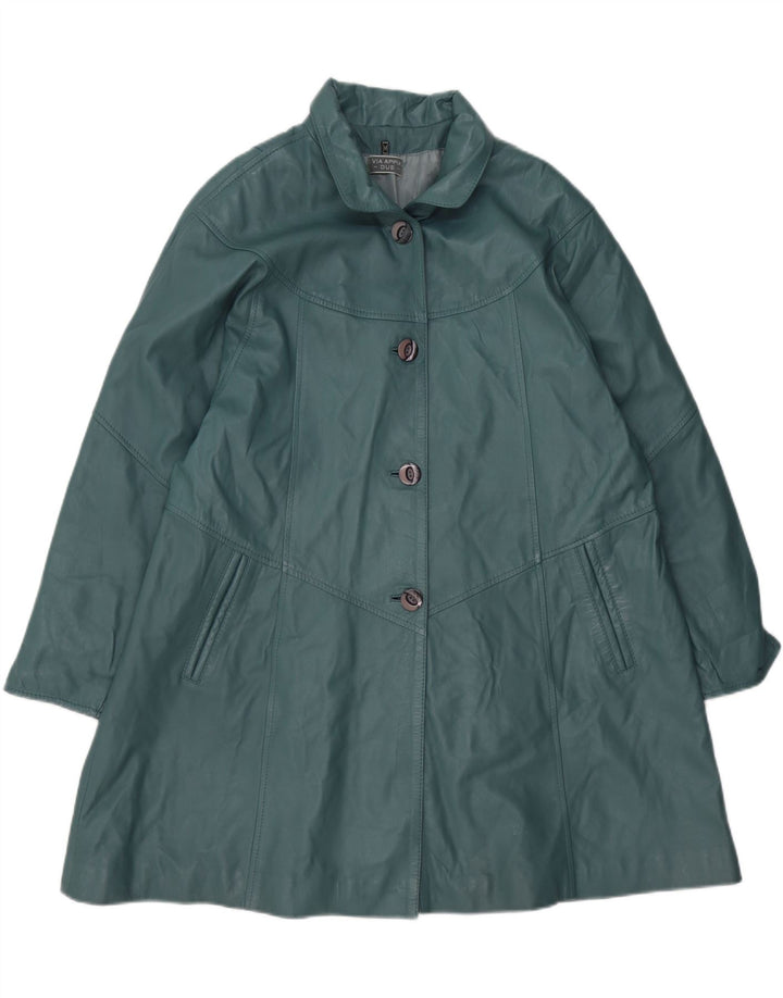 Via Appia Γυναικείο Δερμάτινο Παλτό UK 14 Medium Blue Leather