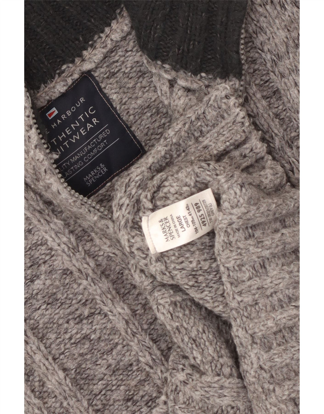 Ανδρικό πουλόβερ με φερμουάρ MARKS & SPENCER UK 41/43 Large Grey