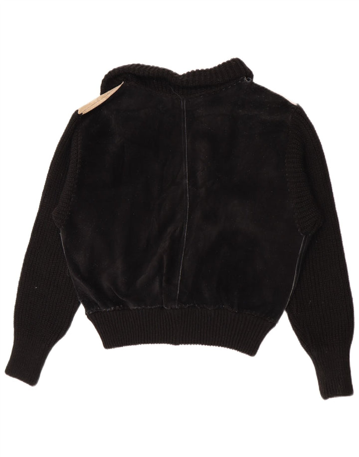 Vintage γυναικείο σουέντ μπουφάν UK 16 Large Black Colourblock