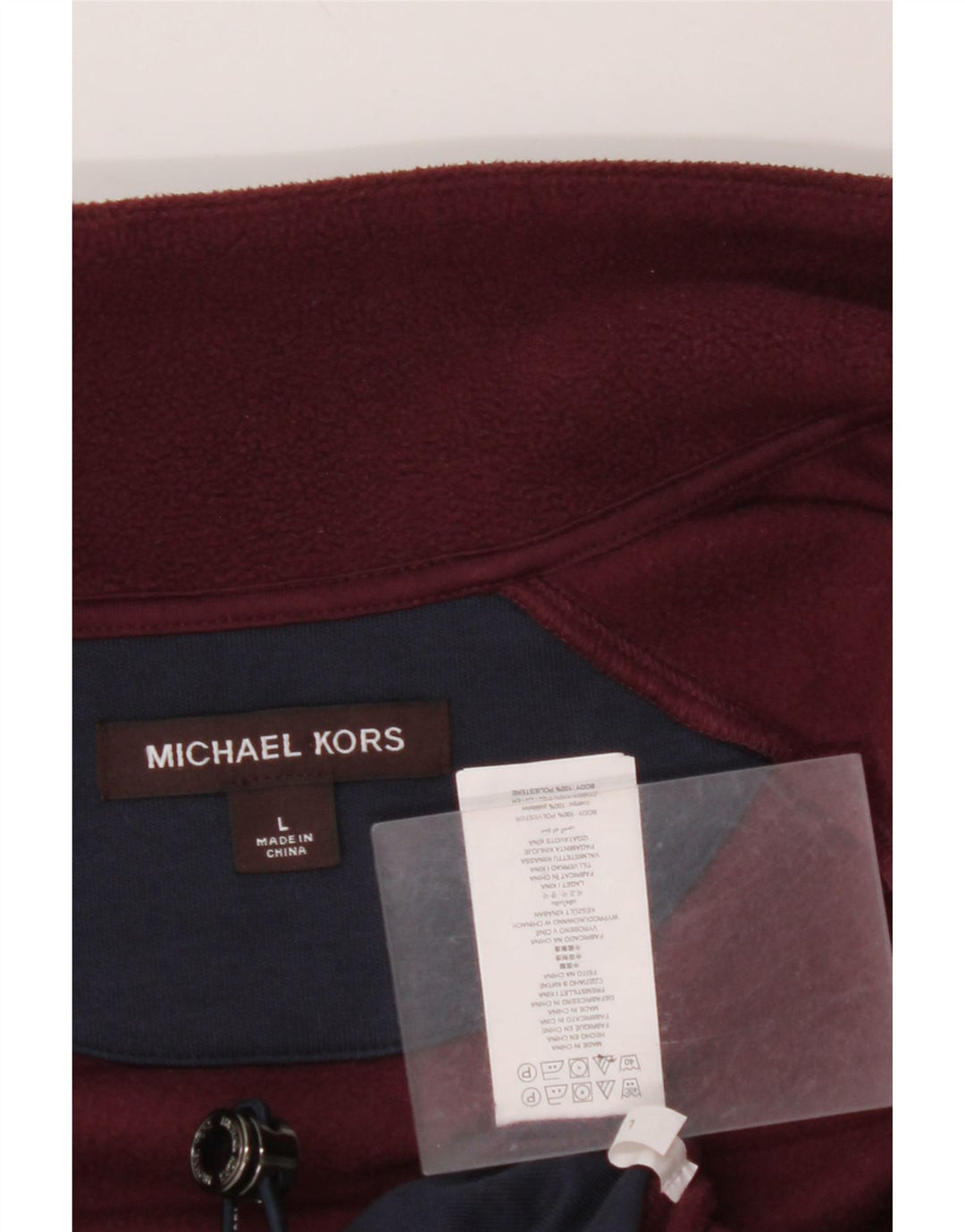 MICHAEL KORS Ανδρικό Fleece Jacket UK 40 Large μπορντό πολύχρωμο πολυεστέρας