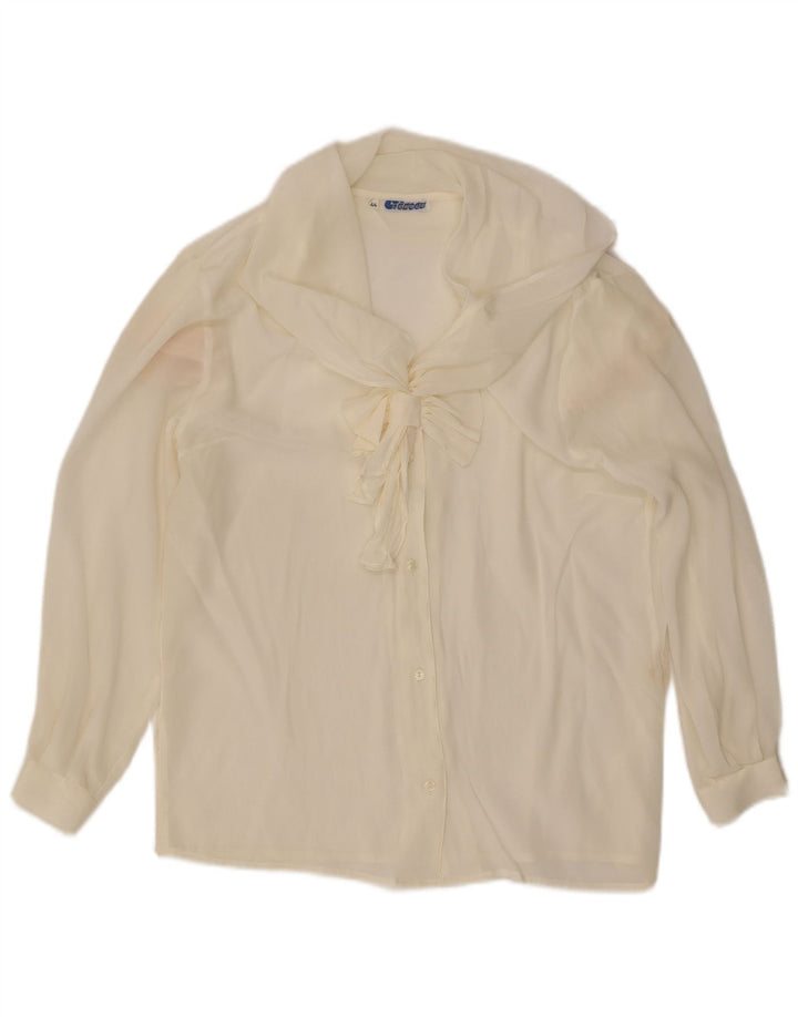 Lebole Γυναικείο πουκάμισο με γραβάτα Μπλούζα IT 44 Μεσαίο Λευκό Μεταξωτό