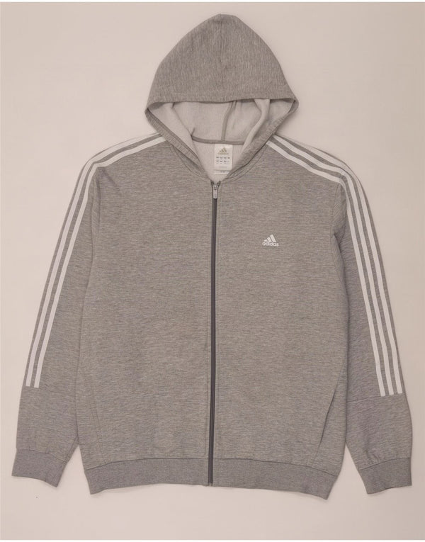 Ανδρικό πουλόβερ Adidas με φερμουάρ με κουκούλα 2XL, βαμβακερό γκρι