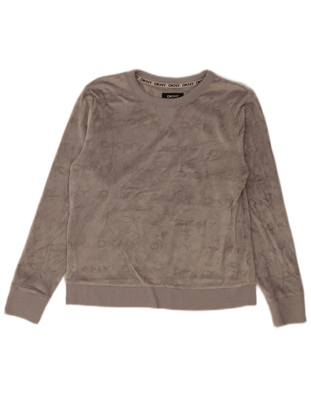 Γυναικείο βελούδινο γραφικό φούτερ Dkny Jumper UK 10 Small Grey Polyester