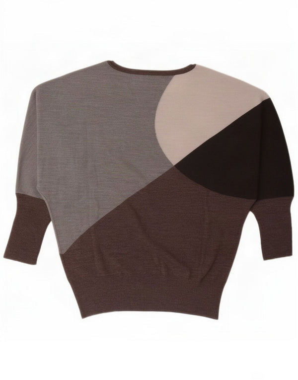 Krizia Γυναικείο πουλόβερ με λαιμό σκακιέρα UK 10 Small Grey Colourblock