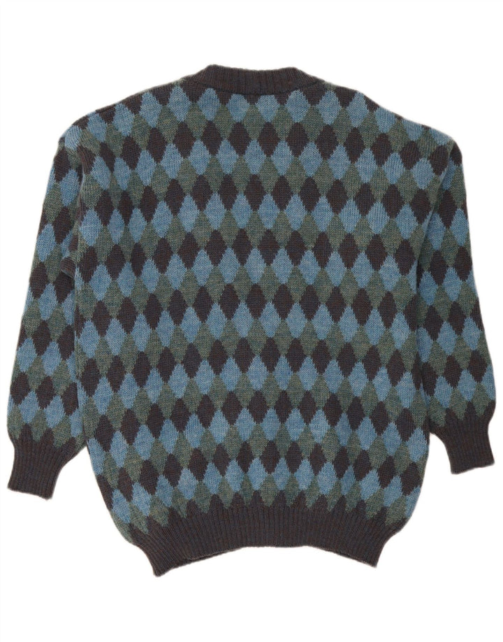 Ανδρικό πουλόβερ vintage ζακέτα XL Blue Argyle/Diamond