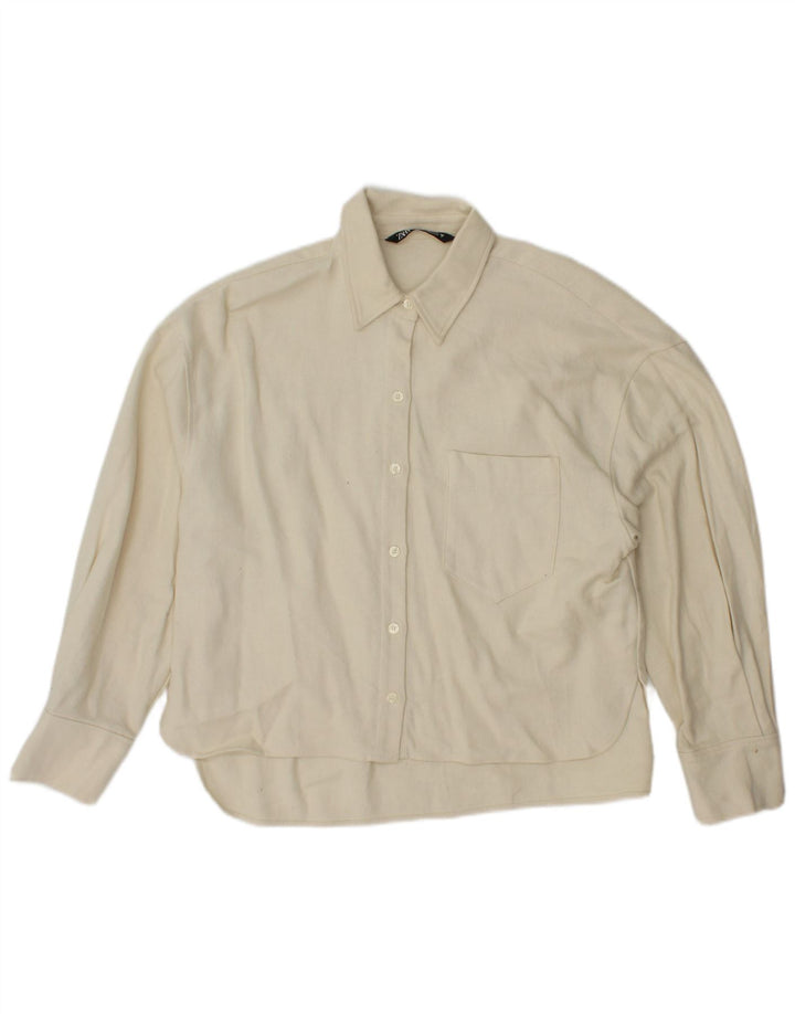 Zara Γυναικείο πουκάμισο Oversized UK 6 XS από λευκό βαμβακερό