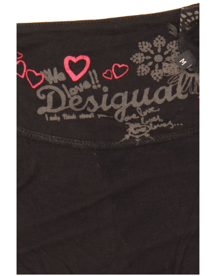 Desigual Γυναικεία Oversized Γραφική Μπλούζα Τοπ UK 14 Medium Black Geometric