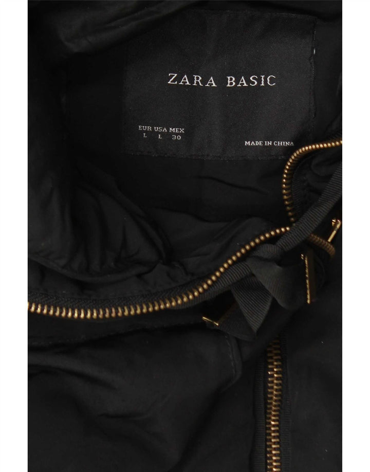 Zara Γυναικείο παλτό με κουκούλα UK 14 Large Μαύρο
