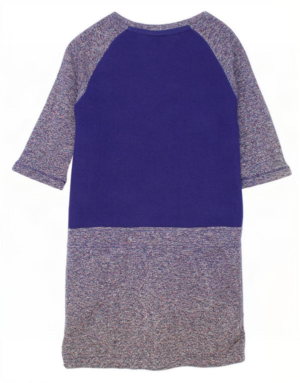Tommy Hilfiger Girls Jumper Dress 6-7 Years Small Navy Blue Flecked