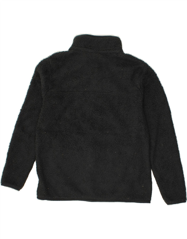 EDDIE BAUER Womens Button Neck Fleece Jumper UK 12 Medium Black Polyester Vintage Eddie Bauer and Second-Hand Eddie Bauer from Messina Hembry 