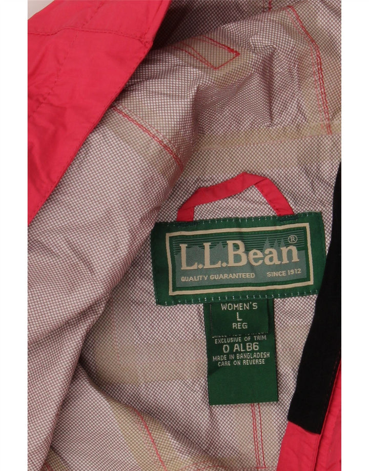 Γυναικείο μπουφάν βροχής με κουκούλα L.L.Bean UK 16 μεγάλο ροζ νάιλον