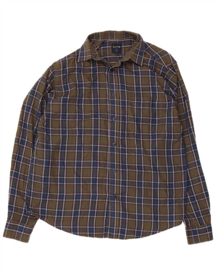 JAMES PRINGLE Ανδρικό φανελένιο πουκάμισο Μεσαίο Χακί Check Polyester