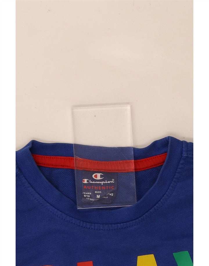 CHAMPION Boys Graphic Sweatshirt Jumper 9-10 Years Medium Blue Cotton Vintage Champion and Second-Hand Champion from Messina Hembry 