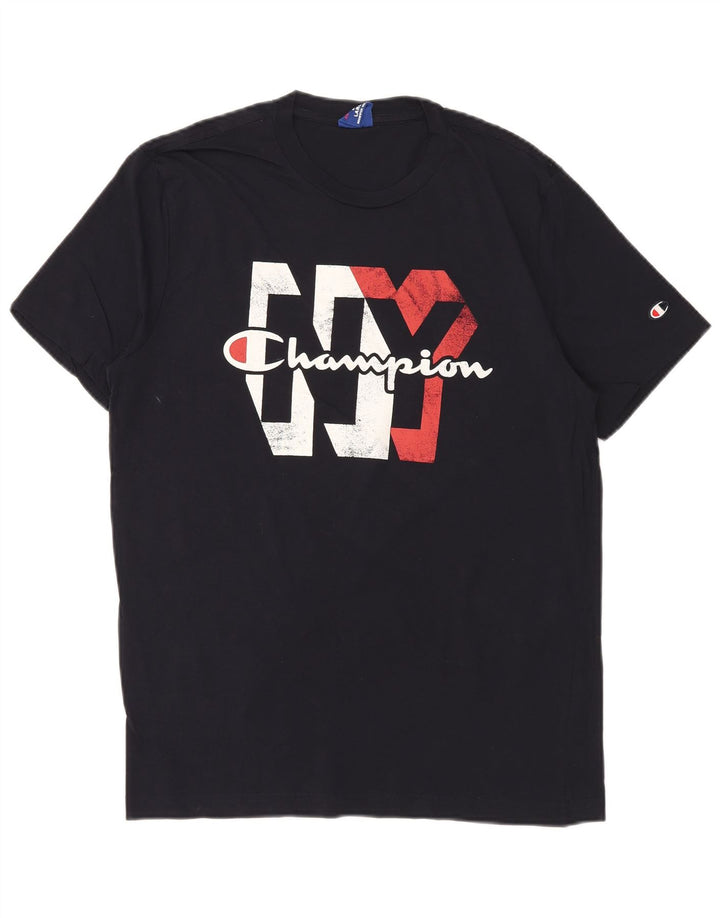 Ανδρικό γραφικό T-shirt CHAMPION Top Large Navy Blue