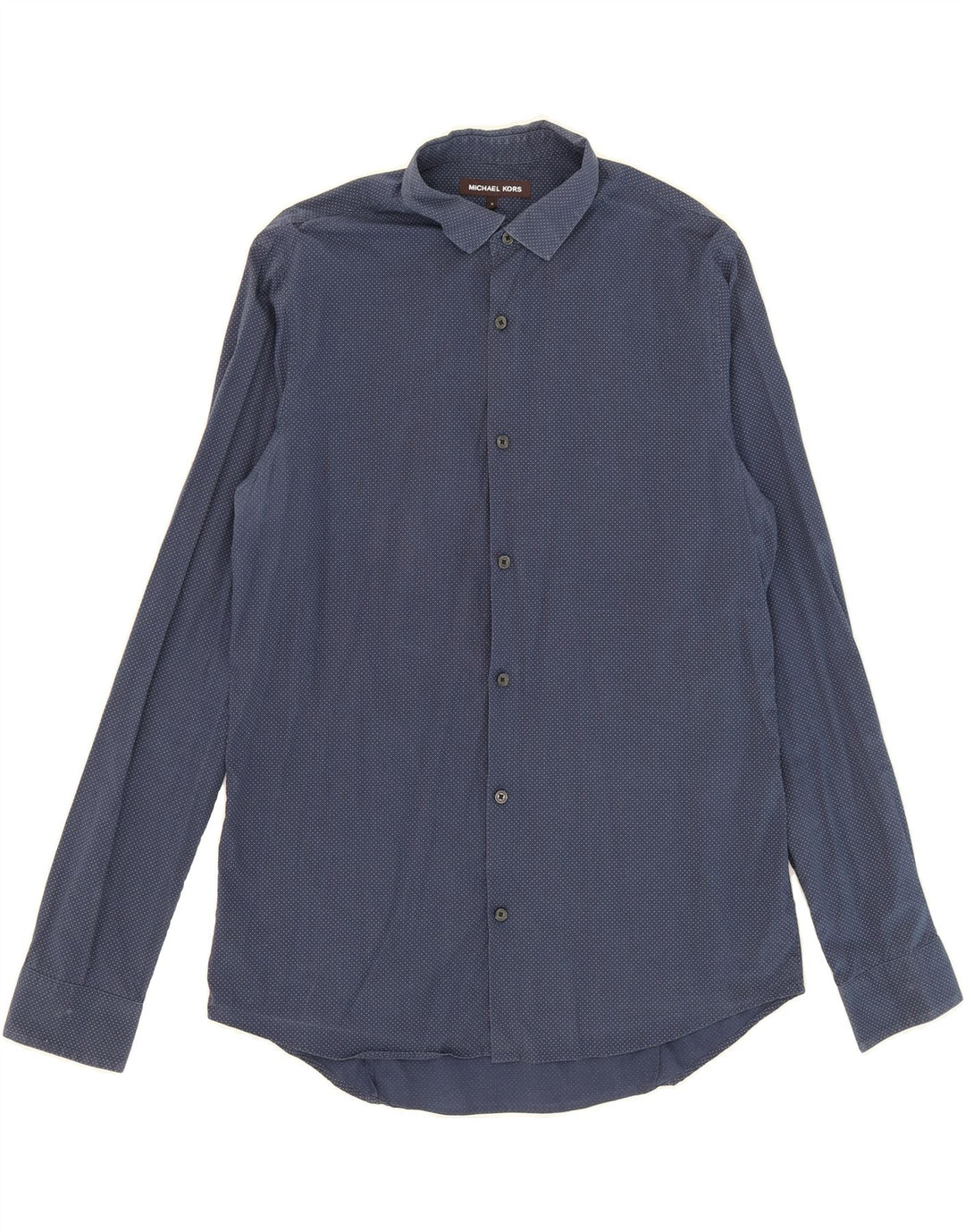 MICHAEL KORS Mens Slim Fit Shirt Medium Navy Blue Spotted Cotton Vintage Michael Kors and Second-Hand Michael Kors from Messina Hembry 