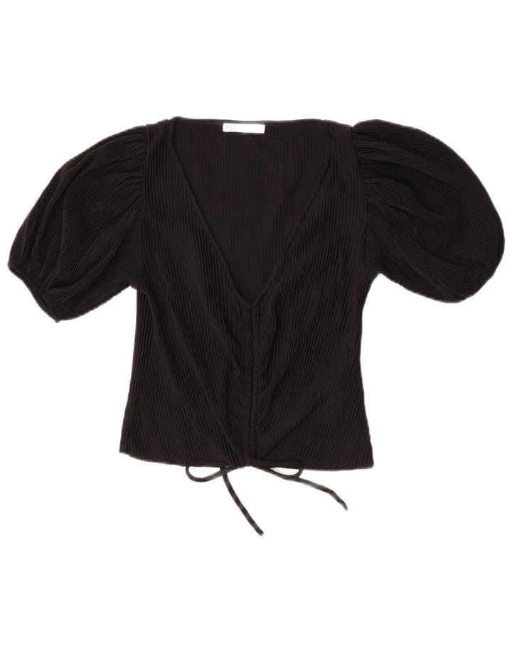 Zara Γυναικεία Μπλούζα Crop Top UK 8 Small Black Polyester