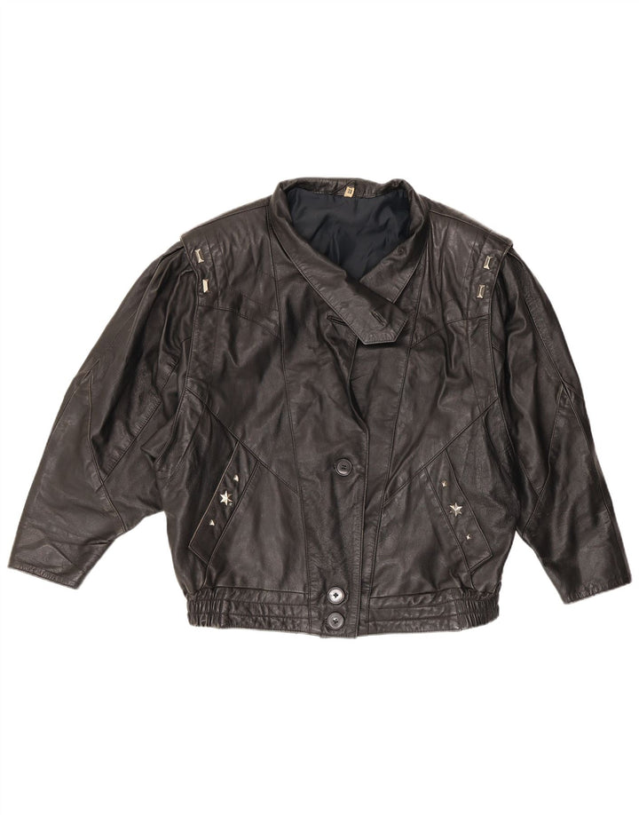 VINTAGE Γυναικείο Δερμάτινο Μπουφάν EU 38 Μεσαίο Μαύρο