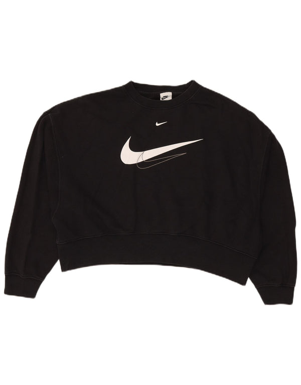 Γυναικείο φούτερ Nike Crop με γραφικό και χαλαρή εφαρμογή Jumper UK 6 XS Μαύρο βαμβακερό