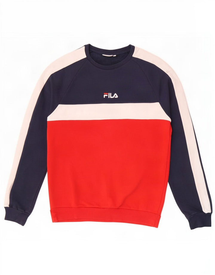 Ανδρικό φούτερ Fila Jumper Medium Navy Blue Colourblock Βαμβακερό