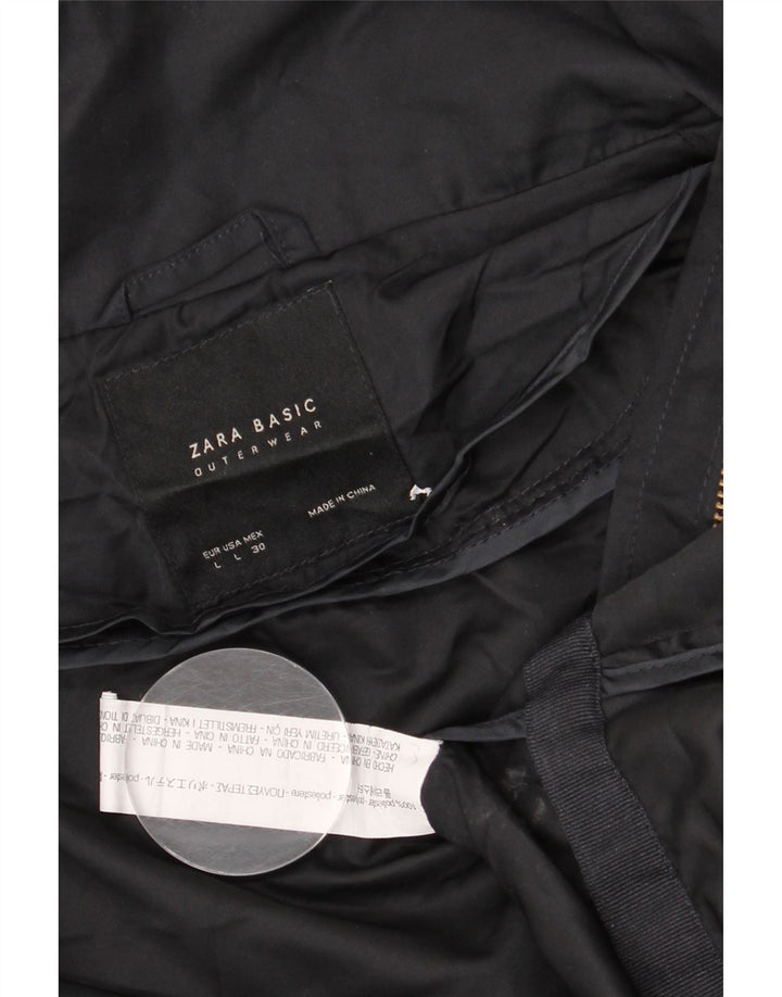 Zara Γυναικείο μπουφάν βροχής με κουκούλα Crop UK 16 Large Black Polyester