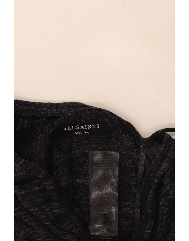 Ανδρικό πουλόβερ ζακέτα με κουκούλα All Saints Βαμβακερό μεσαίο μαύρο ρίγες