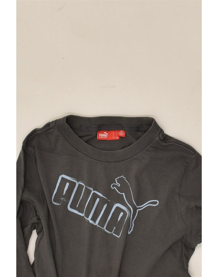 PUMA Boys Graphic Top Long Sleeve 9-10 Years Grey Cotton | Vintage Puma | Thrift | Second-Hand Puma | Used Clothing | Messina Hembry 
