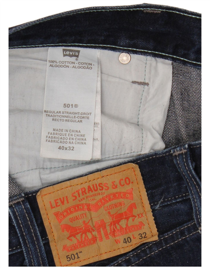 Levi's Mens 501 Straight Jeans W40 L32 Navy Blue Cotton
