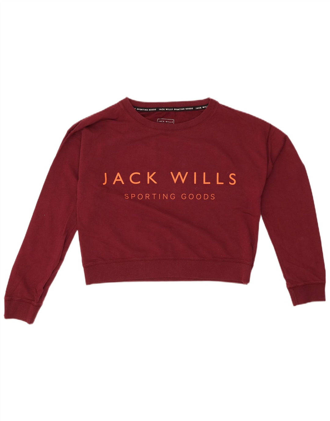 JACK WILLS Γυναικείο φούτερ μεγάλου μεγέθους Crop Jumper UK 8 Small Maroon