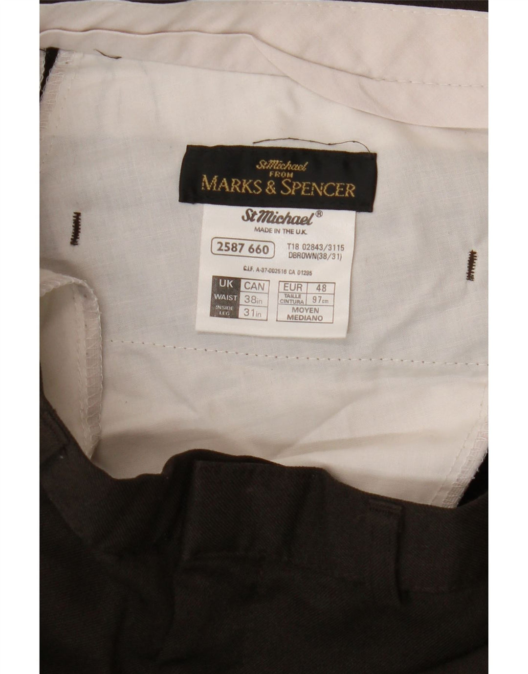 Marks & Spencer Ανδρικό κωνικό casual παντελόνι W38 L31 καφέ πολυεστέρας