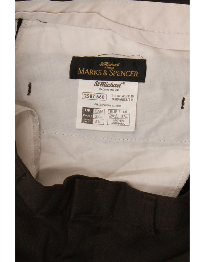 Marks & Spencer Ανδρικό κωνικό casual παντελόνι W38 L31 καφέ πολυεστέρας