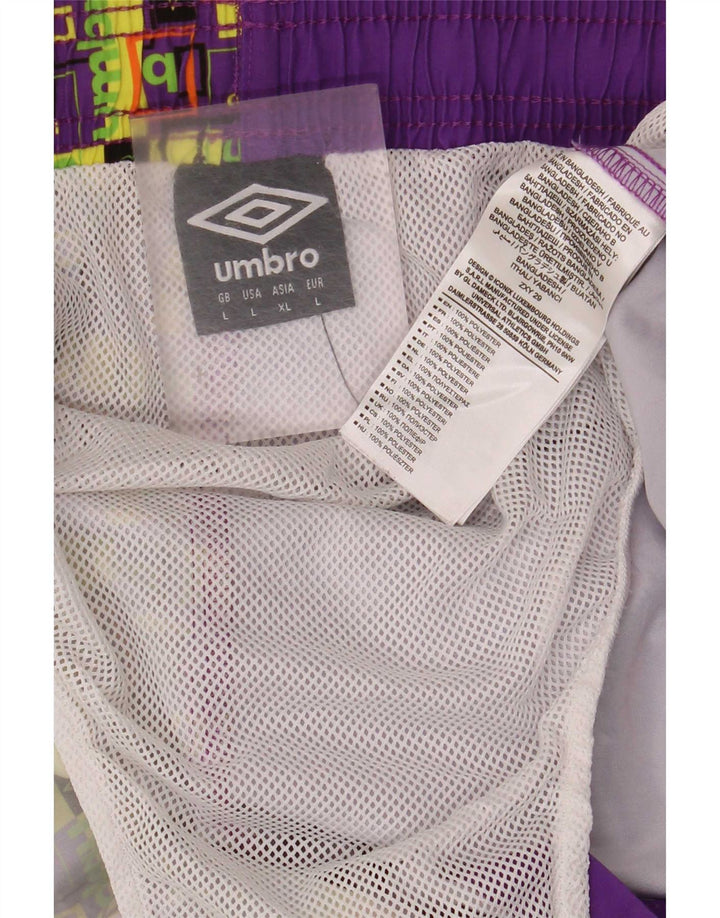 Ανδρικό γραφικό σορτς κολύμβησης Umbro μεγάλο μωβ γεωμετρικό πολυεστέρα
