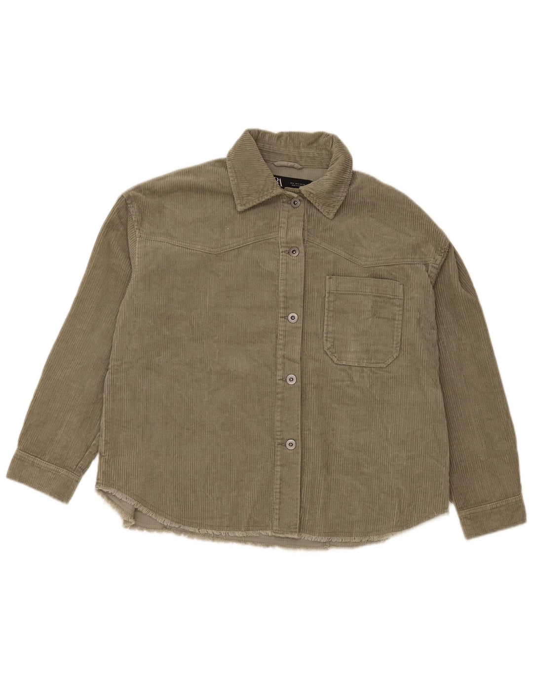 ZARA Γυναικείο Κοτλέ πουκάμισο UK 10 Μικρό Πράσινο Βαμβάκι