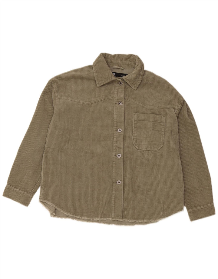 ZARA Γυναικείο Κοτλέ πουκάμισο UK 10 Μικρό Πράσινο Βαμβάκι