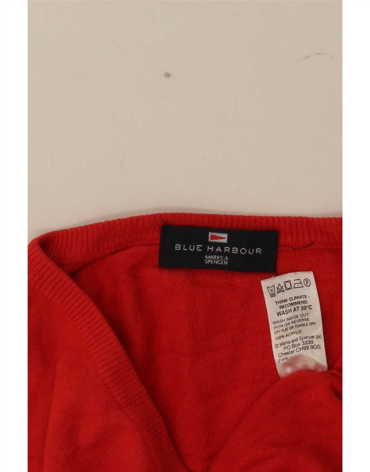 Ανδρικό πουλόβερ Marks & Spencer Blue Harbor με λαιμόκοψη με λαιμόκοψη, μεγάλο κόκκινο ακρυλικό