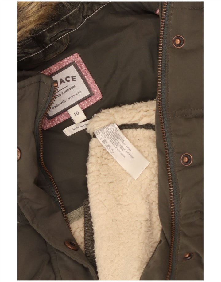 Fat Face Γυναικεία κουκούλα μεγάλου μεγέθους padded Gilet UK 10 Small Khaki Polyester