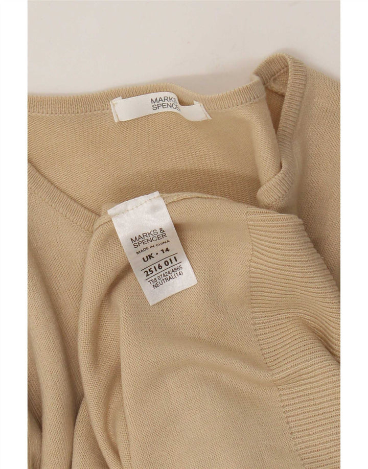 Marks & Spencer Γυναικεία ζακέτα πουλόβερ UK 14 μεσαίου μπεζ ακρυλικό