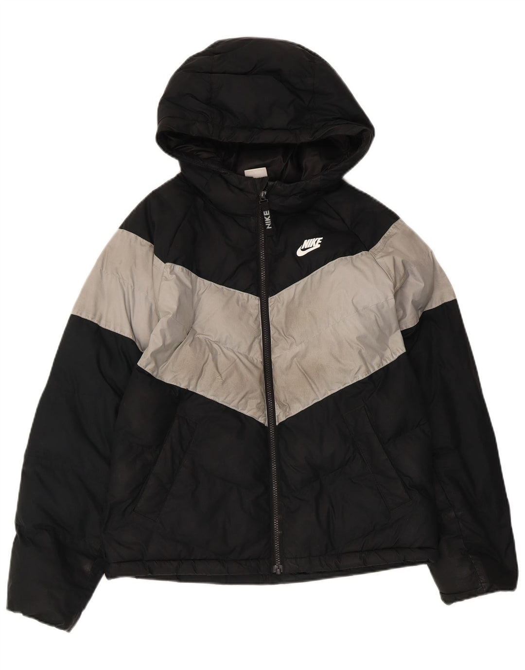 Μπουφάν Nike Boys με κουκούλα με επένδυση 12-13 ετών Μεγάλο μαύρο χρώμα
