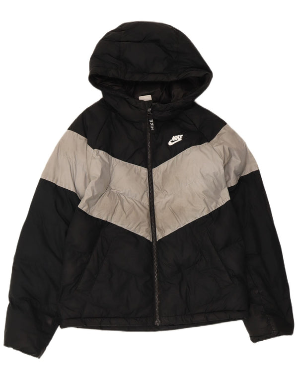 Μπουφάν Nike Boys με κουκούλα με επένδυση 12-13 ετών Μεγάλο μαύρο χρώμα