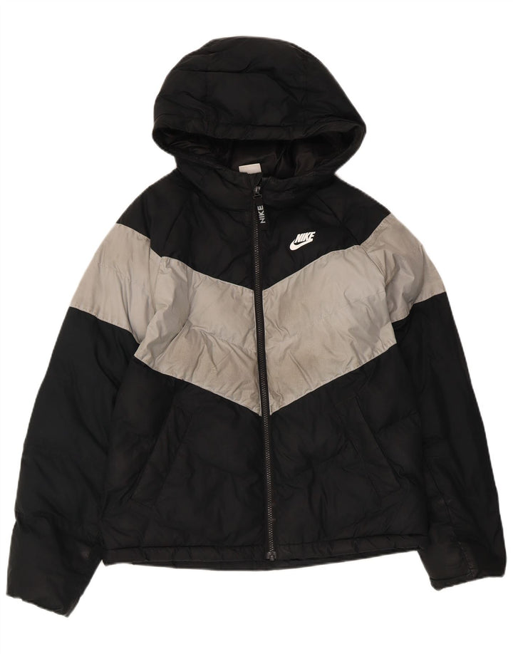 Μπουφάν Nike Boys με κουκούλα με επένδυση 12-13 ετών Μεγάλο μαύρο χρώμα