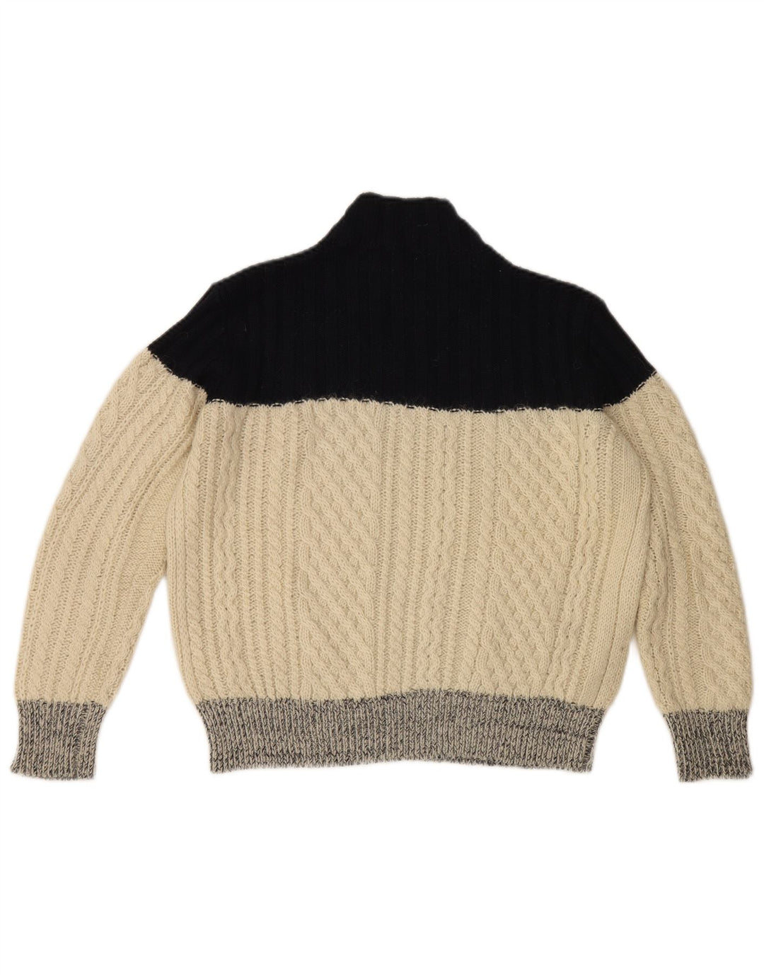 Slam γυναικείο πουλόβερ με λαιμό χελώνα UK 14 Medium Off White Colourblock