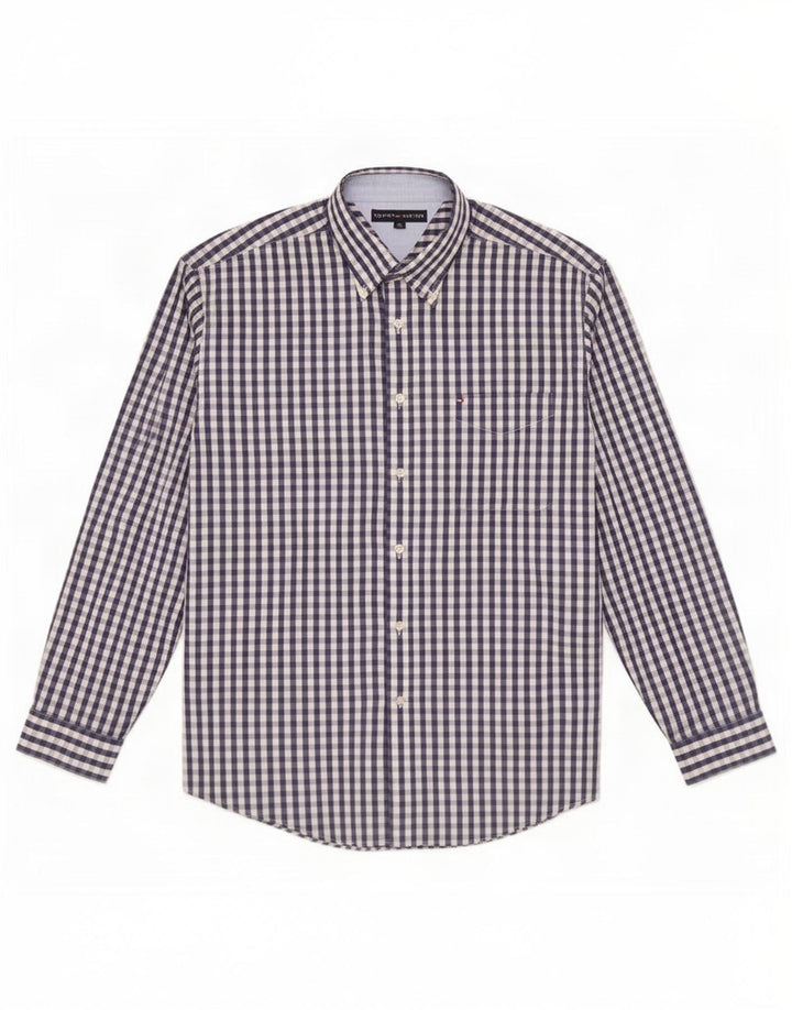 Ανδρικό πουκάμισο Tommy Hilfiger XL Navy Blue Gingham Cotton