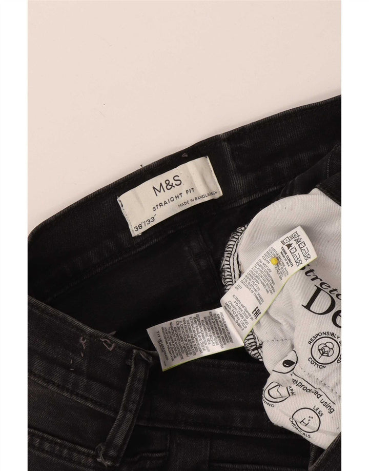 Ανδρικό τζιν ίσιο Marks & Spencer W38 L33 Μαύρο βαμβακερό