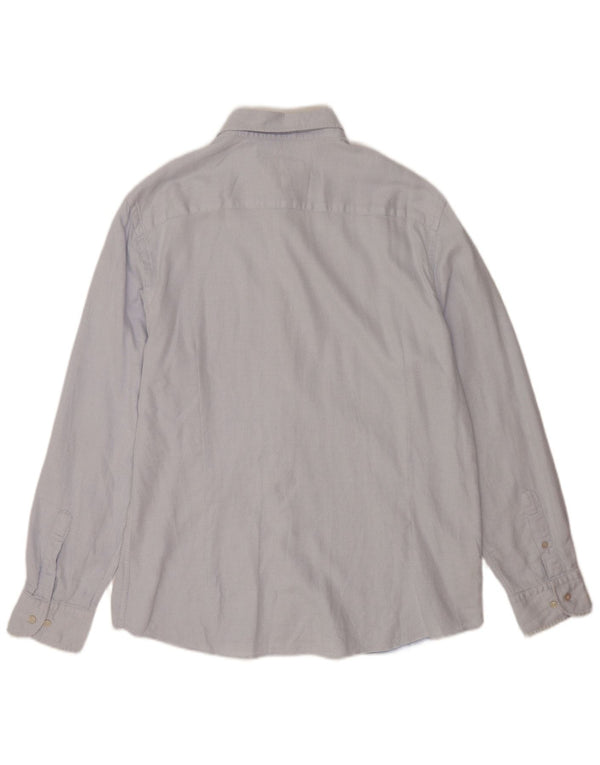 Massimo Dutti Mens Shirt 2XL Blue Spotted Cotton