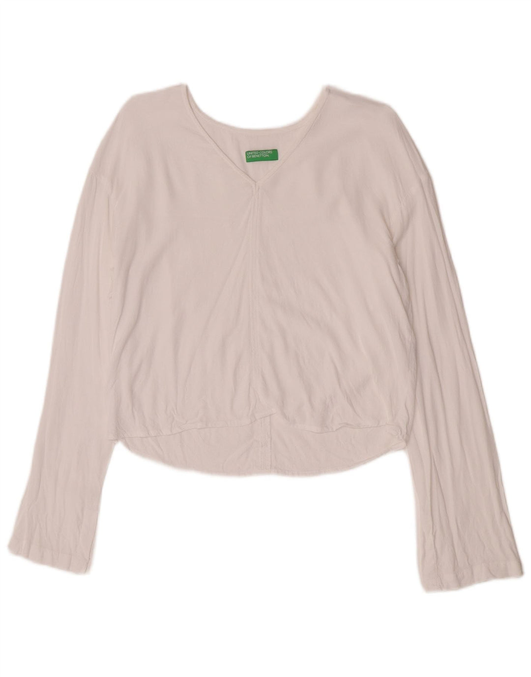 Benetton Γυναικείο Crop Μακρυμάνικο UK 10 Small White Viscose