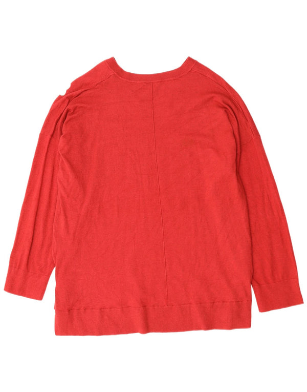 Γυναικείο πουλόβερ με γραφικό V λαιμόκοψη Autograph UK 20 2XL Red Viscose