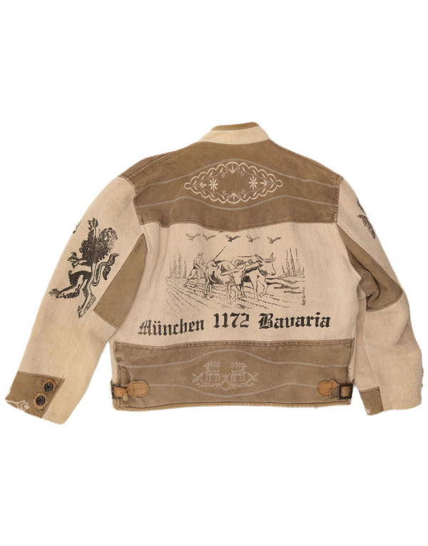 Skandal Γυναικείο Trachten Graphic Suede Duffle Jacket UK 18 XL Beige