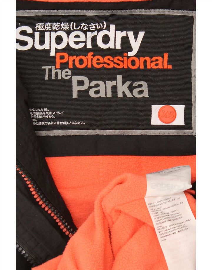 Superdry γυναικείο μπουφάν Parka με κουκούλα UK 6 XS μαύρο πολυεστέρα